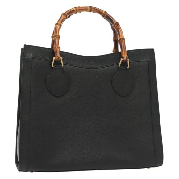 GUCCI Bamboo Hand Bag Leather Black Gold 002 2122 002 2122 - Picture 1 of 16